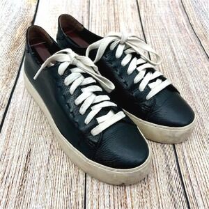 FRYE Lena Low Lace Women's Size 7‎ M Black Leather Comfort Sneakers